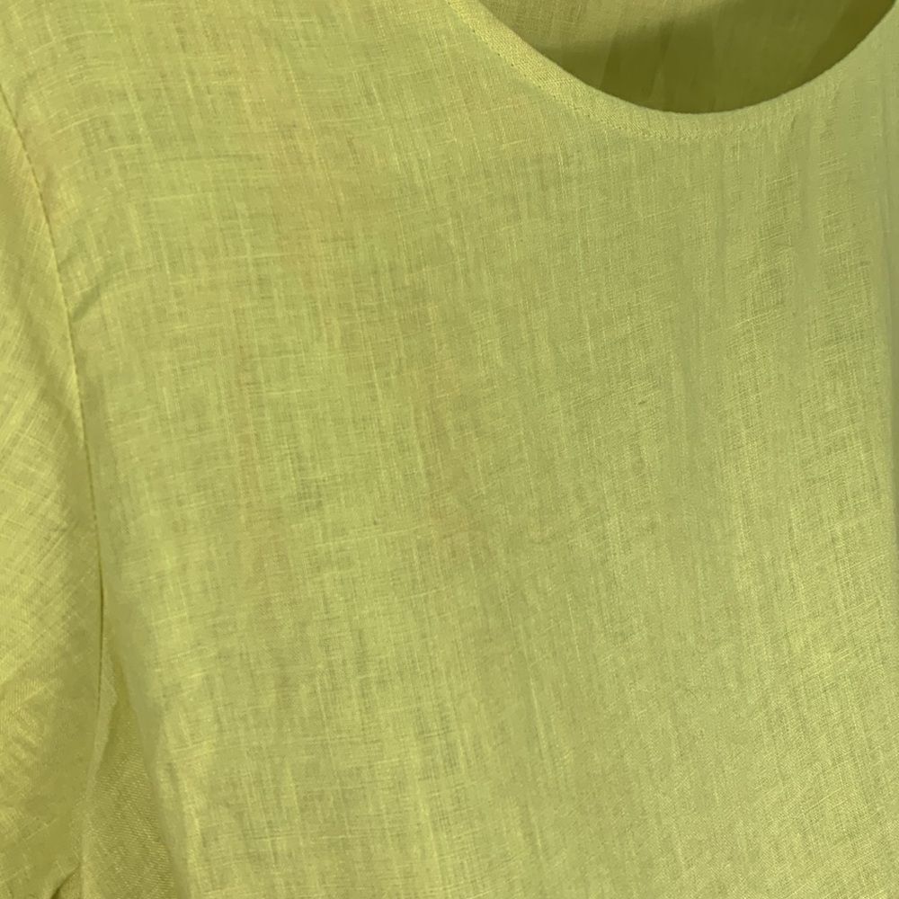 Tahari neon yellow linen tunic hi/low short sleeve tunic blouse size 2X - Picture 7 of 7